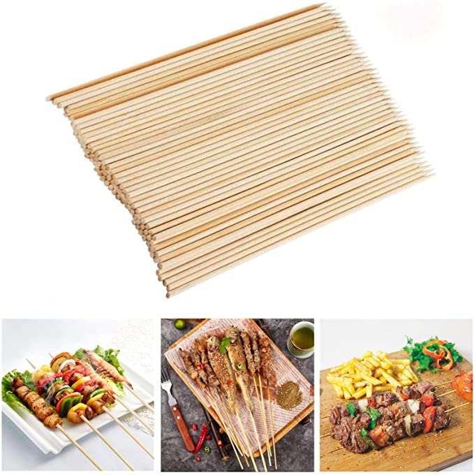 Fu Store Bamboo Skewers, 12 Inch Bamboo Sticks Shish Kabob Skewers,Grill, Appetizer, Fruit, Corn, Chocolate Fountain, Cocktail,Set of 200 Pack