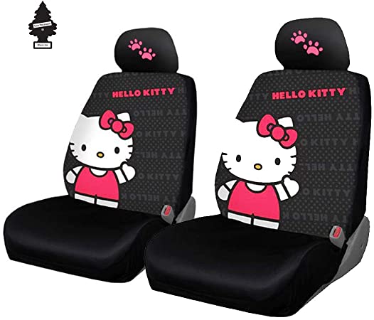 Yupbizauto Hello Kitty Cord Car Seat Cover with Pink Paw Headrest Covers and Air Freshener