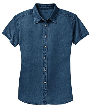 Ladies Short Sleeve Value Denim Shirts in Sizes XS-4XL