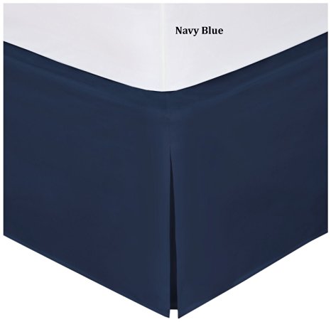 Fancy Collection King Size Easy Care Tailored Microfiber 14-inch Bed Skirt Solid Navy Blue