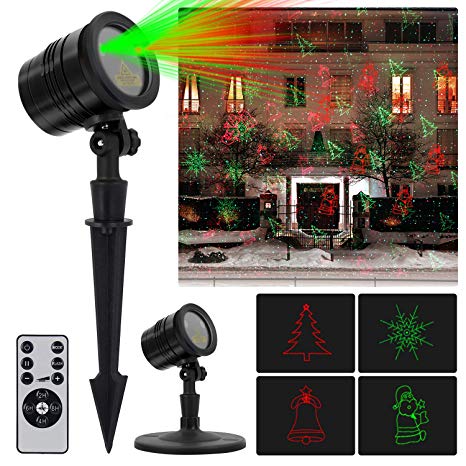 Laser Lights Outdoor Projector Lights, Waterproof Projection Lights with RF Remote Controller & Timer Preset, Projector for Christmas, Holiday, Parties and Garden Decoration