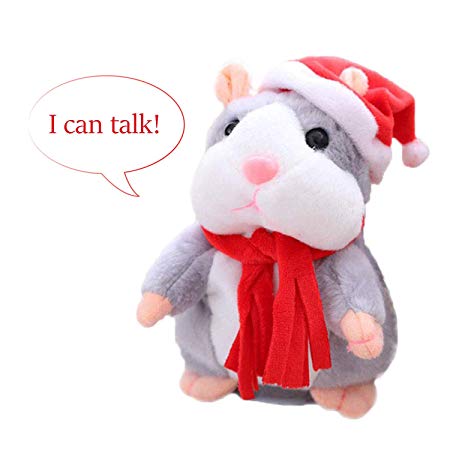 VENTIGA Talking Hamster Repeats What You Say Mimicry Pet Plush Buddy Electronic Mouse Interactive Toy Funny Kids Stuffed Toys Children Early Learning for Girl and Boy (Gray)