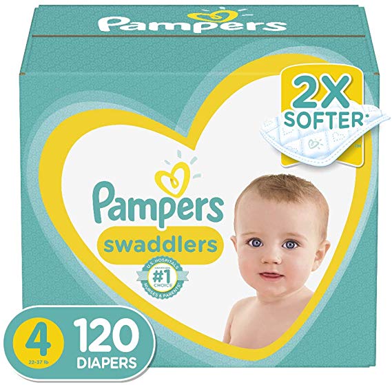 Diapers Size 4, 120 Count - Pampers Swaddlers Disposable Baby Diapers