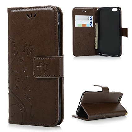 iPhone 6, iPhone 6s 4.7 inch Case - MOLLYCOOCLE Natural Luxury Brown Stand Wallet Purse Credit Card ID Holders Magnetic Flip Folio TPU Soft Bumper PU Leather Ultra Slim Fit Cover for iPhone 6, 6s