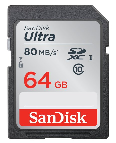 SanDisk Ultra 64 GB SDXC Class 10 Memory Card up to 80 Mbps, Frustration Free Packaging