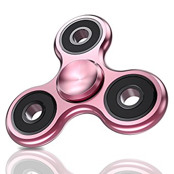 Fidget Spinner, HoneyAKE Tri Finger Spinner EDC Fidget Toy High Speed Stainless Steel Bearing Hand Spinner for EDC ADHD Focus Anxiety Stress Relief Boredom Killing Time (Rose Gold)