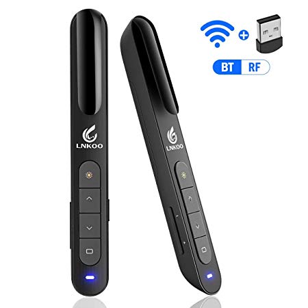 LNKOO Presentation Remote, Wireless Presenter Bluetooth & RF 2.4GHz Powerpoint PPT Keynote Clicker Support hyperlink