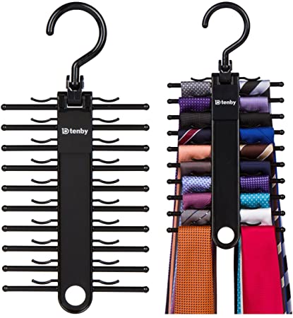 Tenby Living 2-Pack Black Tie Rack, Organizer, Hanger, Holder - Affordable Ti.