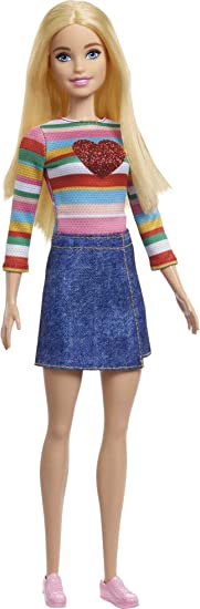 Barbie It Takes Two Barbie “Malibu” Roberts Doll (Blonde) Wearing Rainbow Shirt, Denim Skirt & Shoes, Gift for 3 to 7 Year Olds