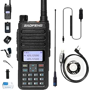 BAOFENG Upgrade DR-1801UV DMR Radio Digital/Analog Two Way Radio Long Range DM-1801 Upgraded Version 2200mAh Battery SMS Function 1024 CHS Dual Band Walkie Talkie with Cable 771 Ant 12V Car Charger