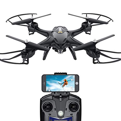 Drone with Camera, Holy Stone FPV Drone with 720P HD WIFI Live Video Camera, RC Quadcopter Drone for Beginners Kids, 4 Speed Adjustable, Headless Mode, Altitude Hold, APP Control, One Key Return, RTF – Black