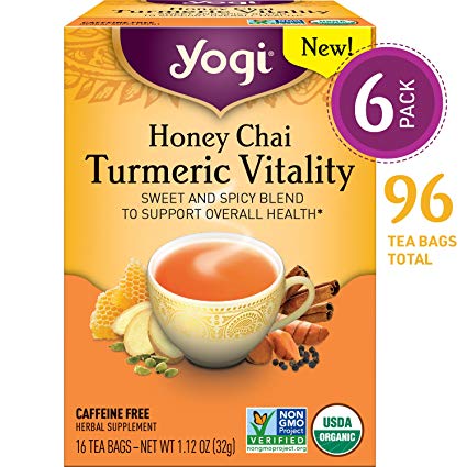 Yogi Tea - Honey Chai Turmeric Vitality - Sweet and Spicy Blend - 6 Pack, 96 Tea Bags Total