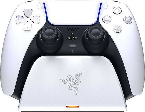 Razer Quick Charge Stand for PlayStation 5 - Curved Cradle Design in White matches PS5 DualSense Wireless Controller - USB Powered