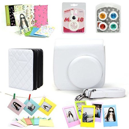 CAIUL Accessory Bundle for Fujifilm Instax Mini 8 Instant Camera (White) (7 Items)