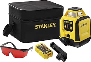 STANLEY - Niveau laser rotatif - faisceau rouge - possède une portée de 240 m et une précision  /- 6 mm à 30m - livré avec piles - pochette rigide -lunettes -cible et cellule de détection -STHT77616-0