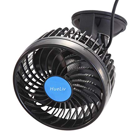Car Fan 12V 4.5" Electric Car Cooling Fan with 360 Degree Adjustable That Plugs into Cigarette Lighter/Low Noise Automobile Vehicle Fan for Car Truck Van SUV RV Boat