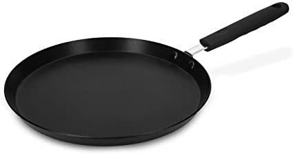 Navaris Non Stick Pancake Pan 26cm - Induction-Safe Aluminium Crepe Pan Round Griddle with Handle - Large Frying Skillet for Crepes, Fried Eggs, Dosa