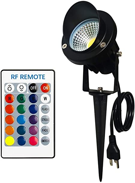 TOVEENEN Color Changing LED Landscape Lights with RF Remote 10W RGB Waterproof Outdoor Tree Garden Holiday Lighting with US Plug