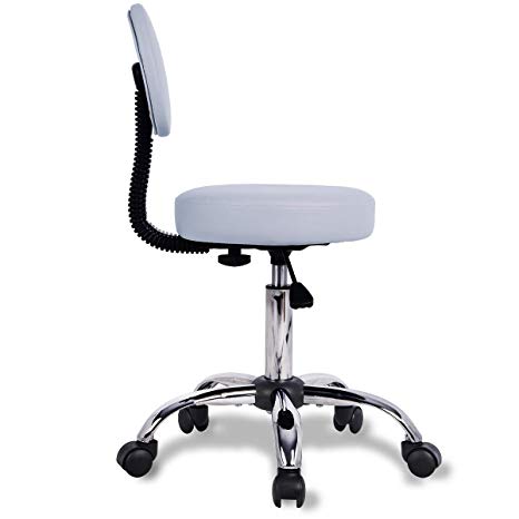 Rolling Stool Chair Adjustable Swivel Office Desk Chair with Back and Wheels for Office,Home,Shop,Spa in Grey