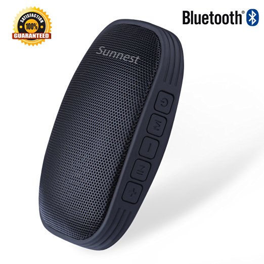 Sunnest Portable Wireless Bluetooth Speaker Waterproof IPX5 Outdoor Shower&Splash-resistant Mini Stereo Speaker with Enhanced Bass, Built-in Microphone for Workouts, Beach Activities or Parties(Black)