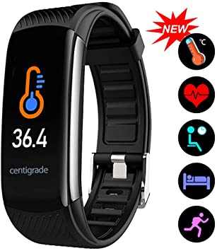 PYBBO Fitness Trackers with Temperature Measurement, Activity Trackers Exercise Watch with Heart Rate Blood Pressure and Sleep Monitor, Smart Calorie Counter, Step Counter, Compatible Android/iOS