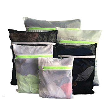 Delicates Laundry Bag - 6 Lingerie Bags for Laundry - Premium Quality Mesh - Perfect to protect Bras in Washing Machine & Dryer - Essential to Separate, Sort and Organize during Travel - Black & White