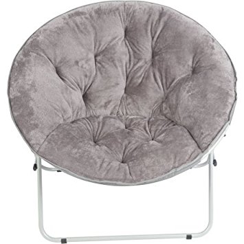 Grey Oversize Saucer Faux-Fur Chair (Gray) (Oversize, Gray)