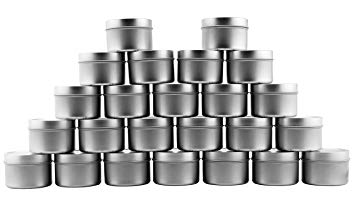 4-Ounce Metal Tins/Candle Tins (24-Pack); Round Containers with Slip-On Lids for Party Favors, Candle Making, Spices, Gifts