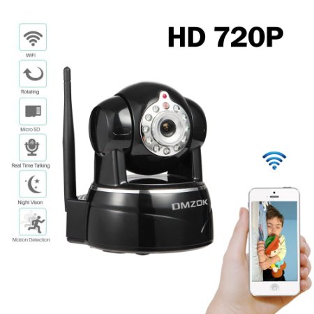 DMZOK 720P Wireless Wifi Camera with Night Vision Two-Way Audio, Pan Tilt Zoom, Remote Access on Smartphones, Motion Detection, Home Security Camera, Baby Pet Monitor Nanny Cam(720P)