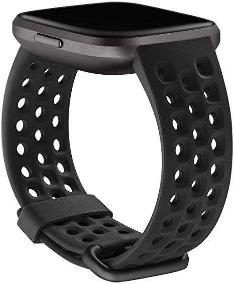 Fitbit Versa Family Accessory Band, Official Fitbit Product, Sport, Black, Small