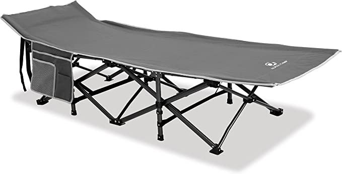 ALPHA CAMP Oversized Camping Cot Supports 600 lbs Sleeping Bed Folding Steel Frame Portable with Carry Bag,Grey