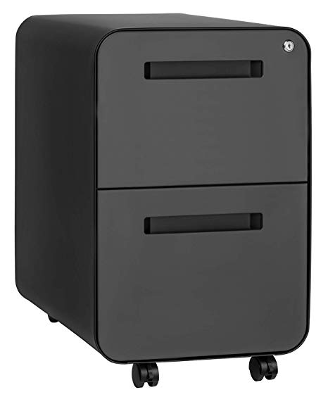 Stockpile 2-Drawer Modern Mobile File Cabinet, Commercial-Grade (Black/Grey)