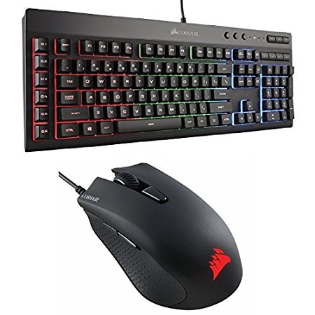 Corsair Gaming K55 RGB Keyboard, Backlit RGB LED with Corsair CH-9301011-NA Gaming Harpoon RGB Gaming Mouse, Backlit RGB LED, 6000 DPI, Optical