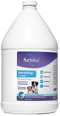 VETNIQUE LABS Furbliss Dog Shampoo with Essential Oils, Odor Eliminator, Cleans and Deodorizers Coat, Tear Free Smelly Dog Relief Refreshing Scent (Gallon)