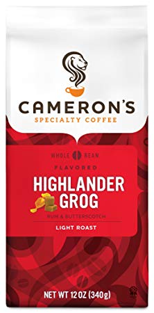 Cameron's Coffee Roasted Whole Bean Coffee, Flavored, Highlander Grog, 12 Ounce