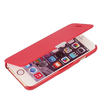 iPhone 6s case, iPhone 6 case, MTRONX™ Magnetic Ultra Folio Flip Slim Leather Twill Case Cover Pouch for Apple iPhone 6 iPhone 6s - Red (MG-RD)