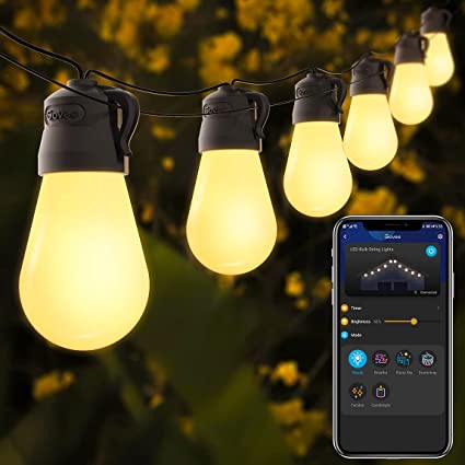 Govee 96ft Outdoor String Lights, Bluetooth App Control, Shatterproof, Remote Patio Lights with 30 Dimmable Warm Yellow LED Bulbs, Waterproof Outdoor Lights for Patio, Garden, Backyard, Party