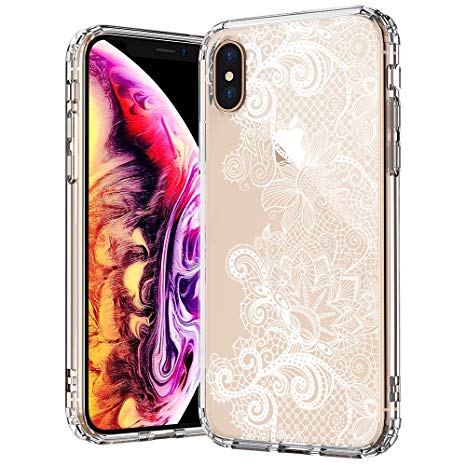 MOSNOVO Case for iPhone Xs/iPhone X, White Henna Lace Clear Design Transparent Sleek Back Case and TPU Bumper Protective Case Cover for iPhone X/iPhone Xs MOSNOVO Case for iPhone Xs/iPhone X,