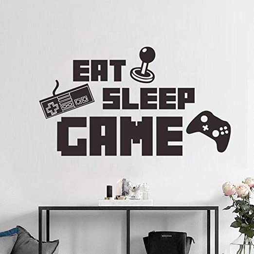 Eat Sleep Game Wall Decal Poster Lettering Wall Stickers Murals for Boys Bedroom Playroom Home Decor