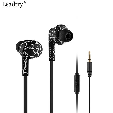 Leadtry SS-1 Headset In-Ear Sport Stereo Earbud Headphones Dynamic Crystal Clear Sound Ergonomic Comfort-fit Noise Insulating Built-in Mic Earphone for iPhone iPad Samsung Galaxy Smart Devices Black