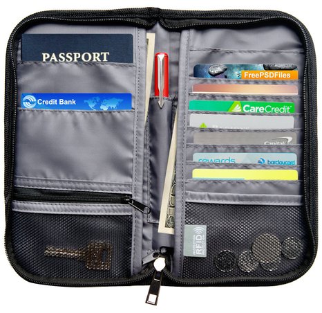 RFID Blocking Travel Passport Wallet Passport Holder Travel Organizer Clutch Bag