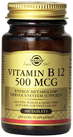 Solgar Vitamin B12 Tablets, 500 mcg, 100 Count