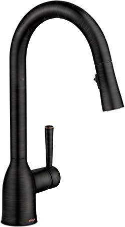 Moen 87233BRB Adler One-Handle High Arc Pulldown Kitchen Faucet with Power Clean, Mediterranean Bronze