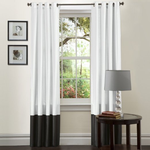 Lush Decor Prima 84-Inch Curtain Panels, Black/White, Set of 2