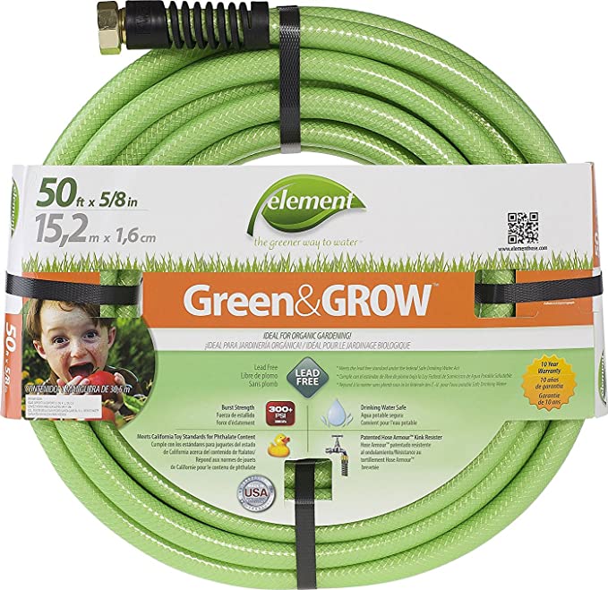 Swan Products ELGG58050 Element Green & Grow Lead Free Gardening Hose 50' x 5/8", Green