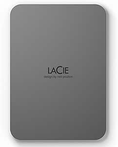 LaCie Mobile Drive, 5 TB, Argento lunare, USB-C 3.2, per PC e Mac, riciclata post consumo, con piano Tutte le applicazioni di Adobe e servizi Rescue (STLR5000400)