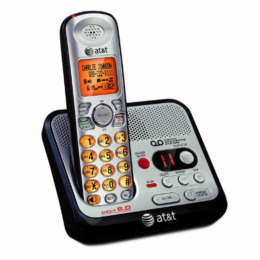 AT&T EL52100 DECT 6.0 Cordless Phone with Answering System and Caller ID/Call Waiting, 1 Handset, Silver/Black