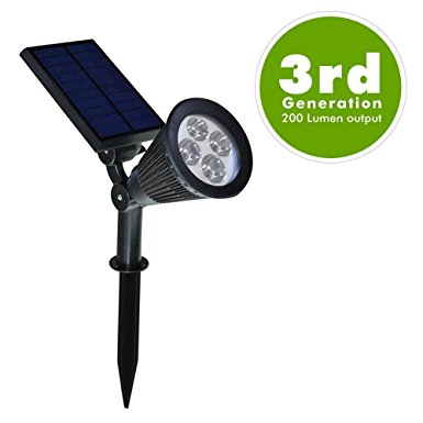 HKYH Bright Outdoor LED Solar Spotlight, Solar Powered Waterproof Outdoor Light Landscape, Garden, Driveway, Pathway, Yard, Lawn, Installs Easily, Security Lighting, Decorative, Pool Area, Etc.