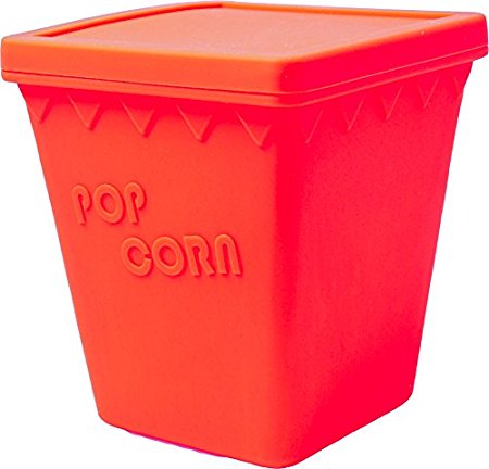 Torino Microwave Silicone Popcorn Maker Squared Bowl with Lid, 1.5-Quart (Red)