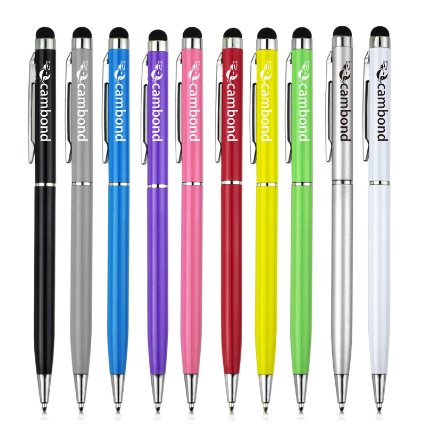 Stylus PenCambond Bundle of 10 Colorful 2 in 1 Ballpoint Pen and Slim Stylus Pen for Touch Screen Device All CapacitiveiPadiPhoneNexusSamsung GalaxyTablet 10 pack
